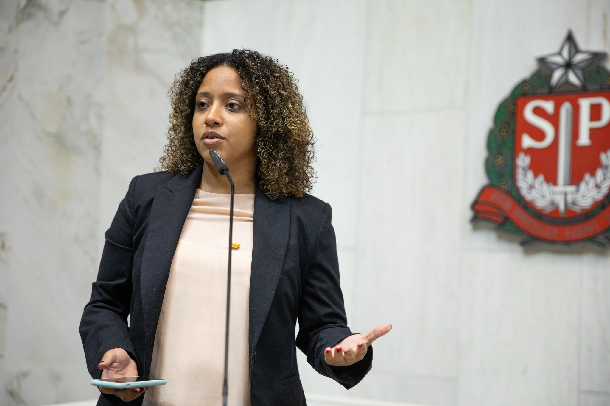 Deputada Paula da Bancada Feminista no Expediente<a style='float:right;color:#ccc' href='https://www3.al.sp.gov.br/repositorio/noticia/N-04-2023/fg298347.jpg' target=_blank><i class='bi bi-zoom-in'></i> Clique para ver a imagem </a>