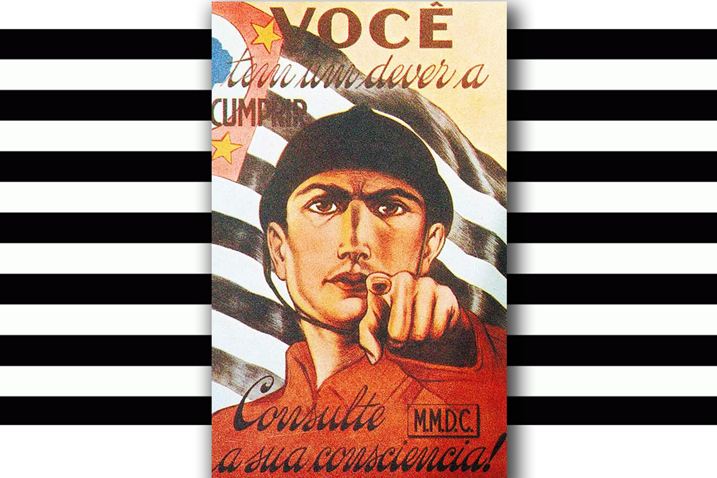 Cartaz de 1932 convocando os paulistas s armas<a style='float:right;color:#ccc' href='https://www3.al.sp.gov.br/repositorio/noticia/N-07-2016/fg192510.jpg' target=_blank><i class='bi bi-zoom-in'></i> Clique para ver a imagem </a>