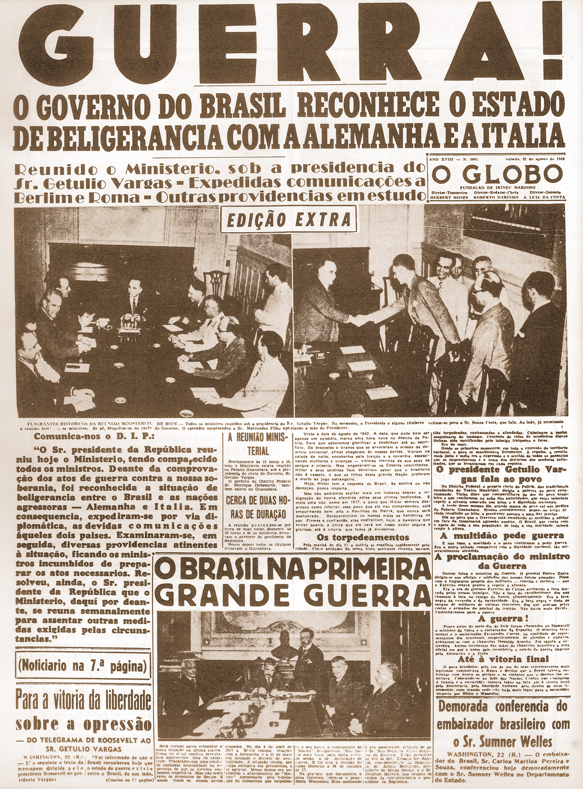 Primeira pgina do jornal O Globo: O Brasil na Guerra <a style='float:right;color:#ccc' href='https://www3.al.sp.gov.br/repositorio/noticia/N-08-2012/fg117149.jpg' target=_blank><i class='bi bi-zoom-in'></i> Clique para ver a imagem </a>