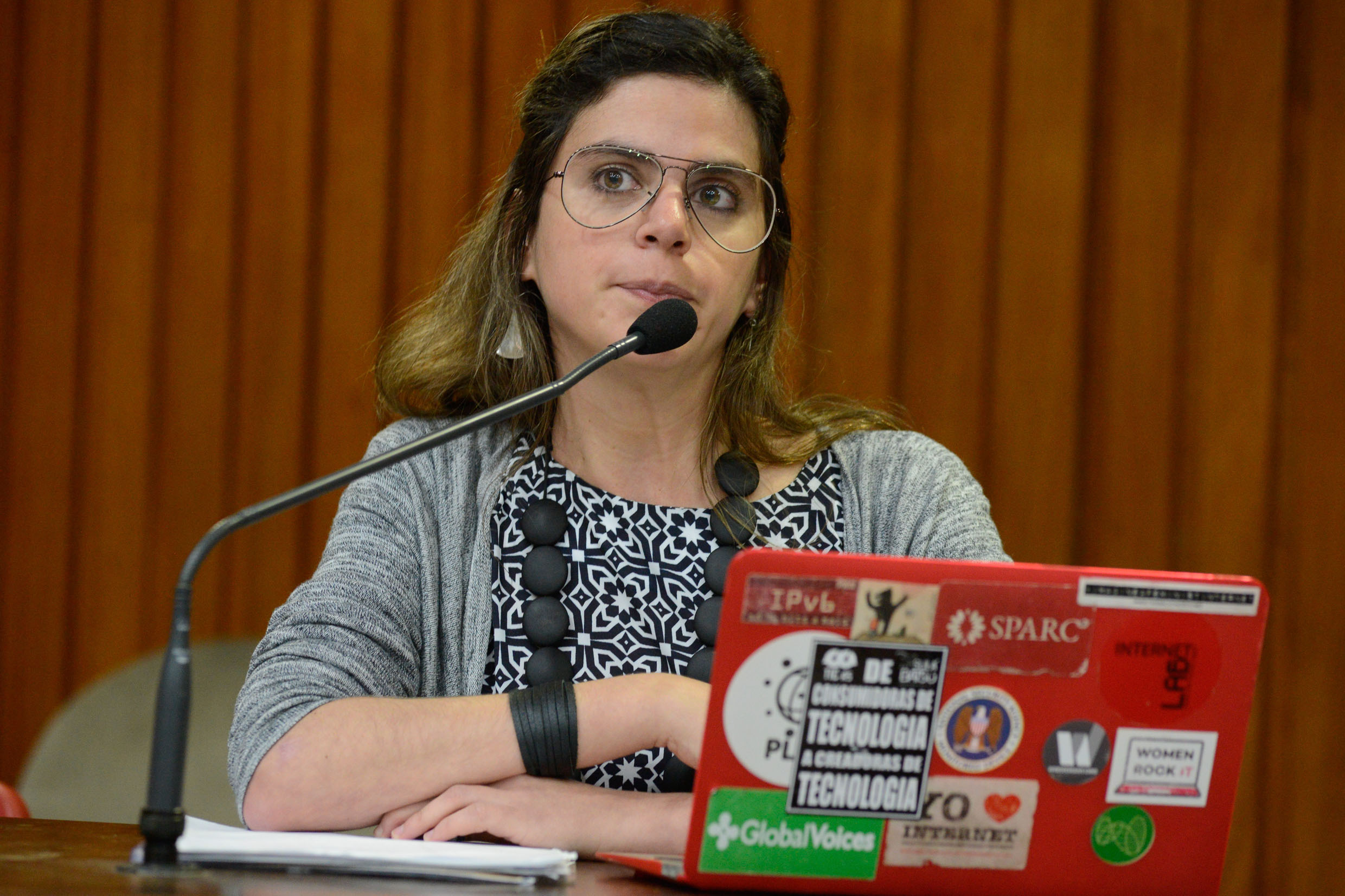 Cristina Gonzalez, representante do Instituto Brasileiro de Defesa do Consumidor (Idec), apresenta dados sobre queixas registradas junto  Anatel <a style='float:right;color:#ccc' href='https://www3.al.sp.gov.br/repositorio/noticia/N-08-2015/fg173881.jpg' target=_blank><i class='bi bi-zoom-in'></i> Clique para ver a imagem </a>